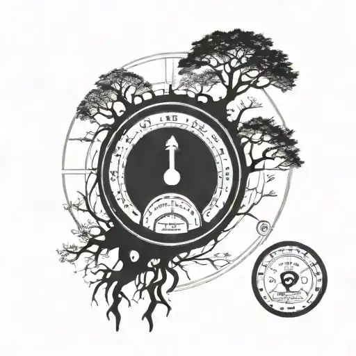Incorporate A Sleek Speedometer Design With A Family Tree Silhouette Intertwined In The Background