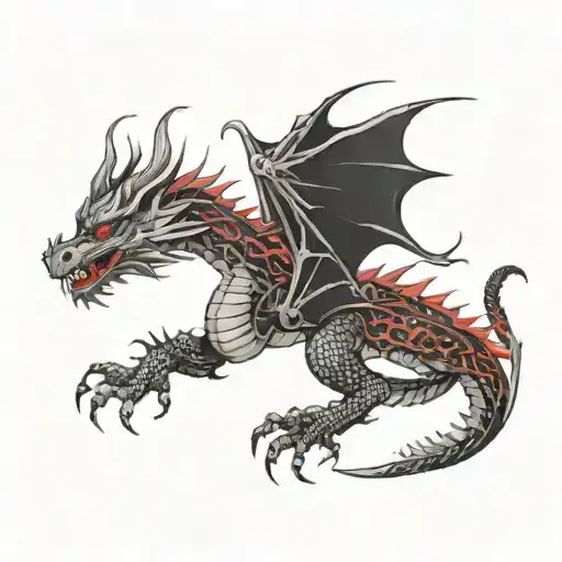 Black Dragon With Red Details