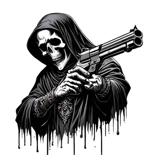Grim Reaper Holding Gun