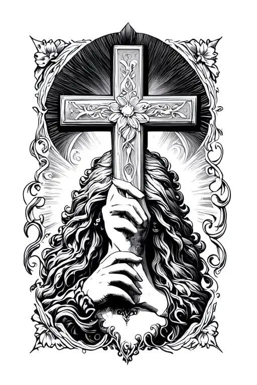 Day Of Birth With A Cross In The Background Black