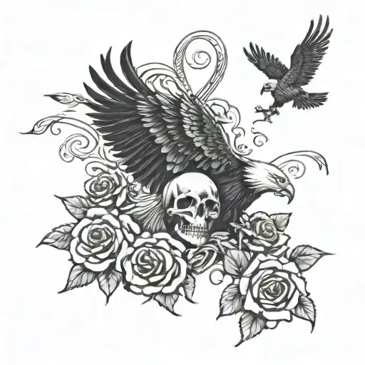 Chris Name With Skulls Roses Eagle Soaring