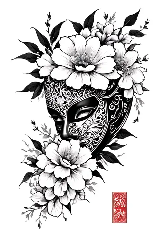 Floral Japanese And Mask