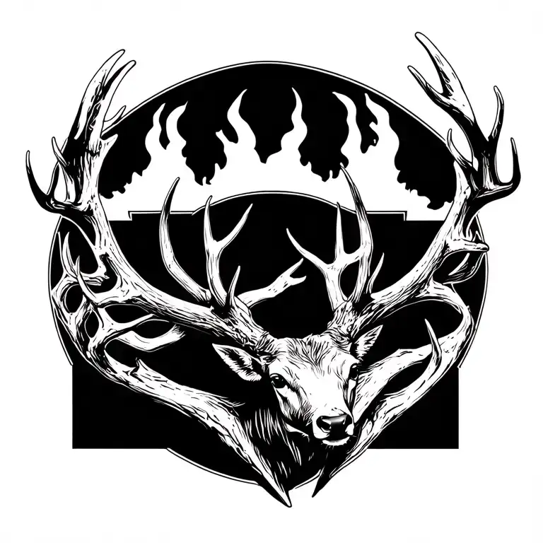 Seven Point Deer Antler Tramp Stamp