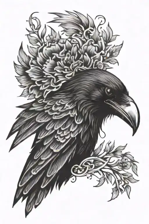 Raven Head With Exposed Spine