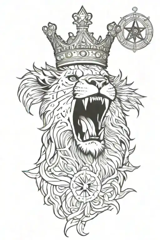 Lion Wearing A Crown With His Claw Ripping Open My Chest Revealing A Star Of David