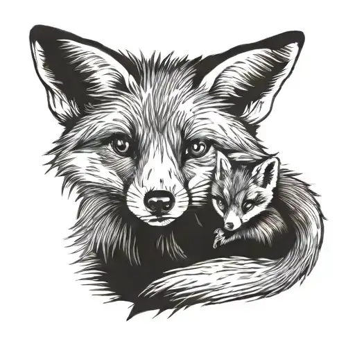 A Fox With Her Cub