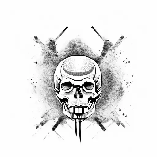 A Skull Playing Tennis With A Racket Made Of Bones