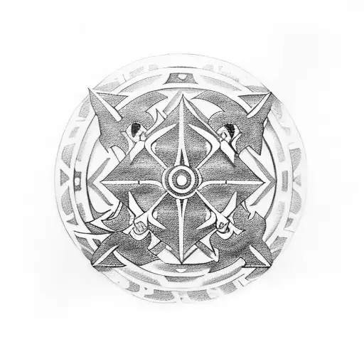 Hunter X Hunter Phantom Troupe Symbol Surrounded By Intricate Blackwork Patterns