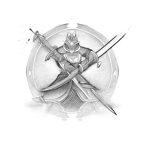 Katana Sword Vertical Shaded Detailed