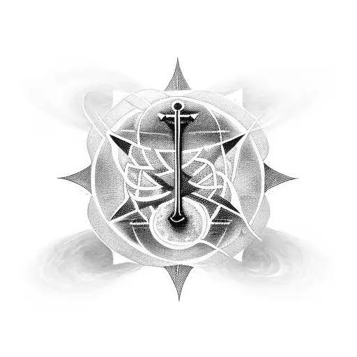 Religious Symbols Merging With Musical Instruments In Outer Space