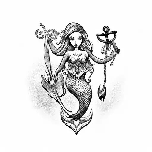 Mermaid With Anchor And Helm