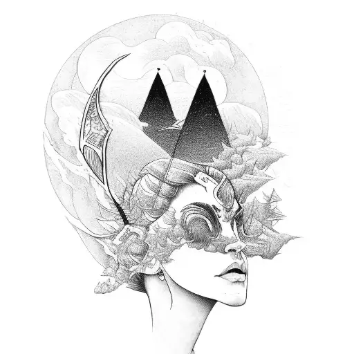 High Priestess Holding Scales Of Justice In A Nature Setting In Nature