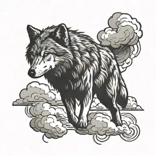 Wolf And Storm Clouds