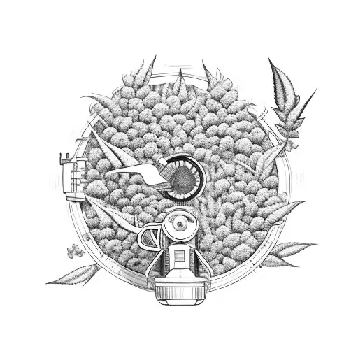 A Car Mechanic Working On A Boat Engine Surrounded By Weed Plants