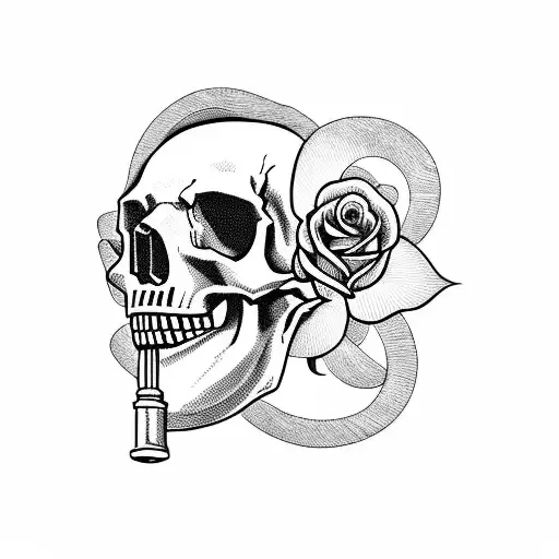 Skull With Roses And Gas Mask