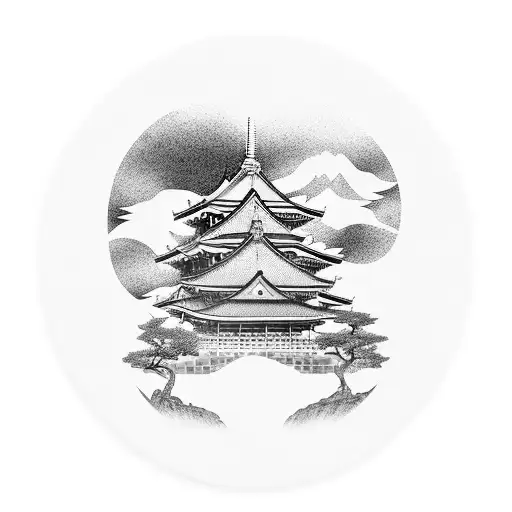 Samourai And Dragon And Torii Gate And Sakura And Mont Fuji Mixed Altogether