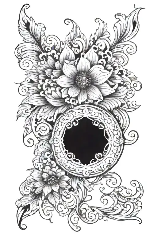 Ornamental Blackout Half Sleeve With Flowers