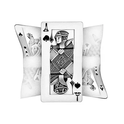 A Poker Hand Composed Of Playing Cards With A Wolf Silhouette As The Back Design