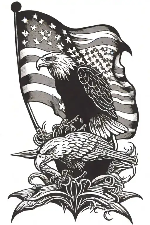 Death Bat With American Flag And Bald Eagle