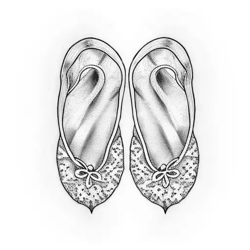 A Pair Of Delicate Pointe Shoes Adorned With Intricate Star Patterns