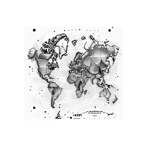 An Intricate Map Of The World With Dotted Lines Connecting Different Travel Destinations