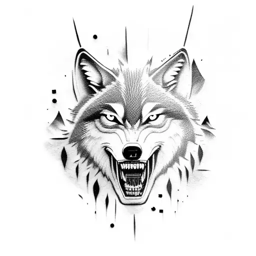 A Wolf With An Evil Snarl Of Teeth
