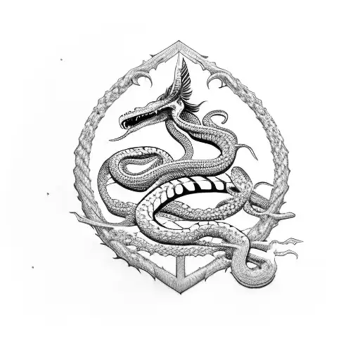 Switchblade With A Snake As Handle And Fern In The Back