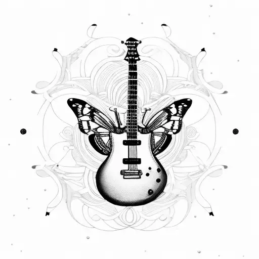 Guitar With Butterfly And Ballerina Strings