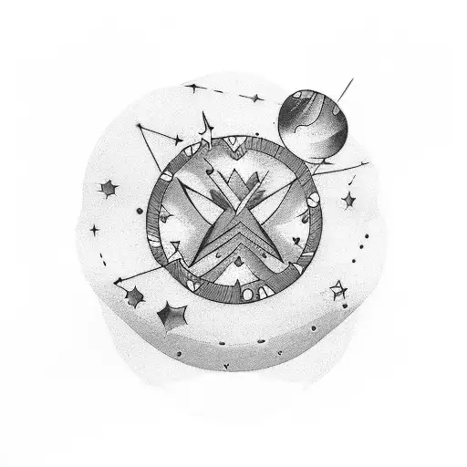 Twinkling Stars With Orbiting Ring