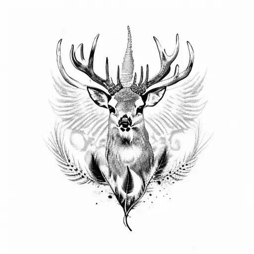 Deer Skull With Pheasant Tail Feathers