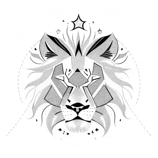 A Sleeping Lion Surrounded By Stars