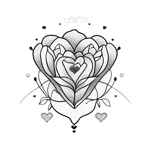 Cute Very Simple Vector For Mom With Heart And Cute Flowers