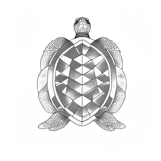 A Geometric Design Of A Turtle Swimming In The Sea