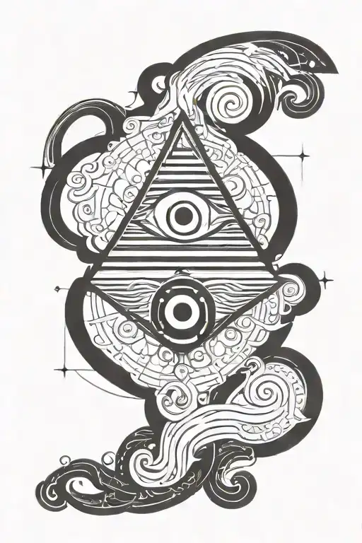 Trishul With Gada And Third Eye Symbol Integrated