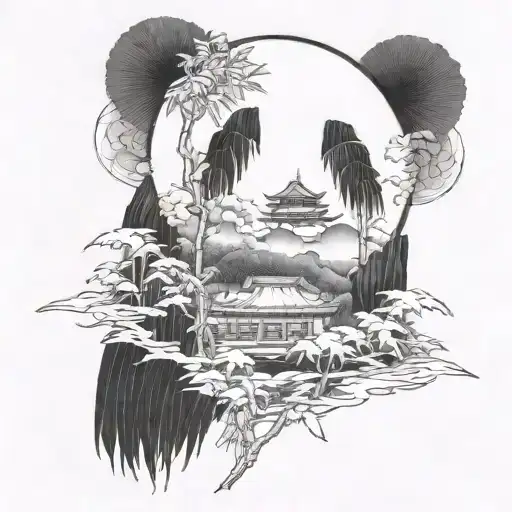 Bamboos In The Cloud Background