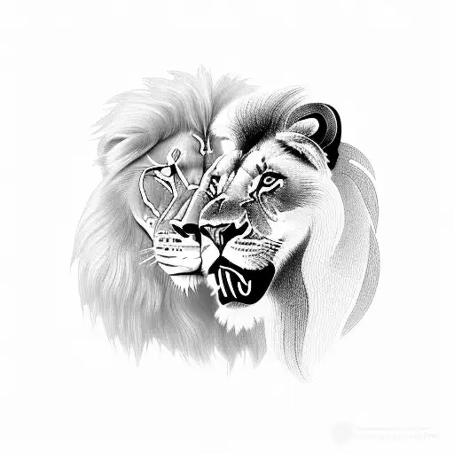 A Lion And Lioness Symbolizing Strength And Unity