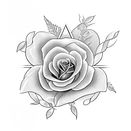 Christian Cross With Roses Behind It