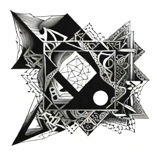 Mysterious Geometric Shapes Intertwining With Dark Shadows