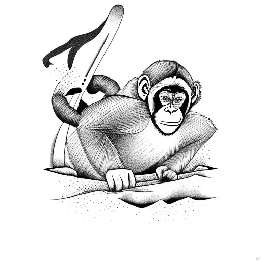 A Snowboarding Monkey Carving Down A Mountain