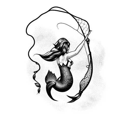 Mermaid Caught In A Fishing Net