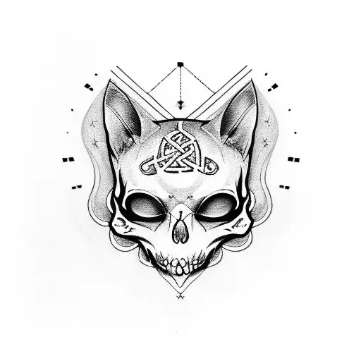 Cat Skull With Runes