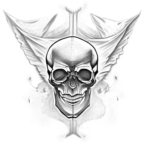 Demonic Skull With Mothwings For Chest And Shoulders