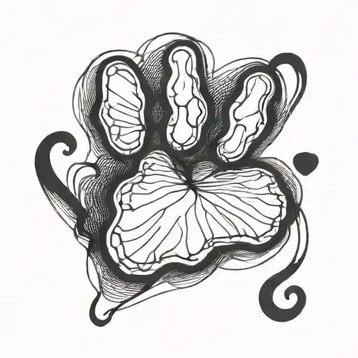 Dog Paw Connected By Heart Beat Line To A Heart