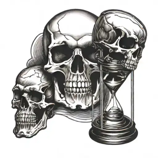 Punisher Skull And Hour Glass Tempus Fugit Momento Mori Momento Vivere