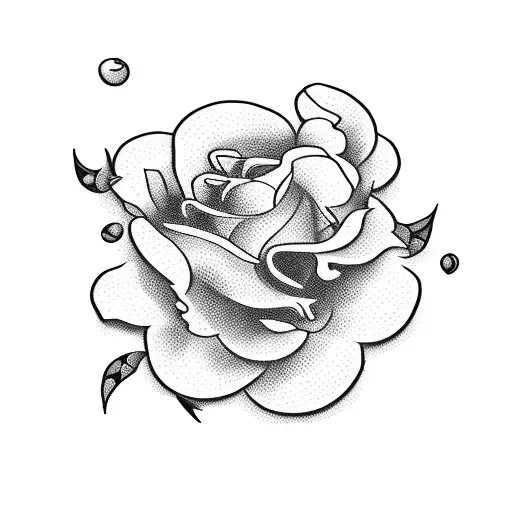 A Stylized Blackwork Tattoo Of A Vintage Tommy Gun Surrounded By Roses