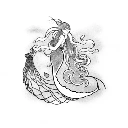 Mermaid Caught In A Fishing Net