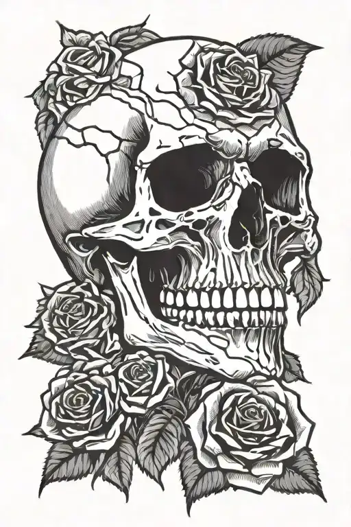 Skull And Roses With Blood Dripping