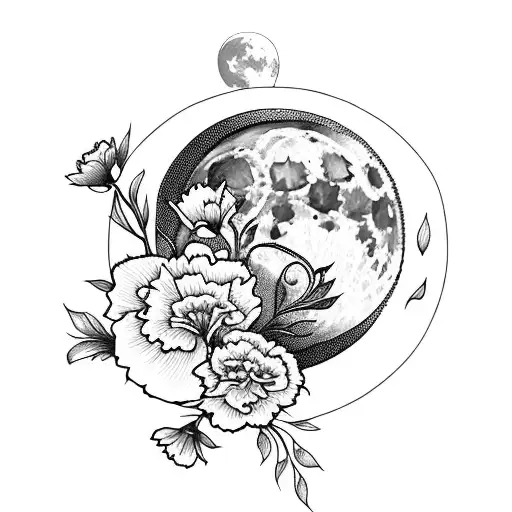 Moon With Carnation Flowers