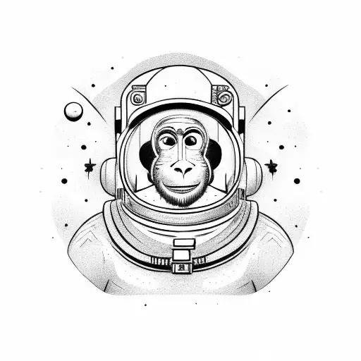 Astronaut With Chimp Face Floating Through Space