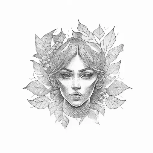 Bust Of A Woman With A Head Of Leaf